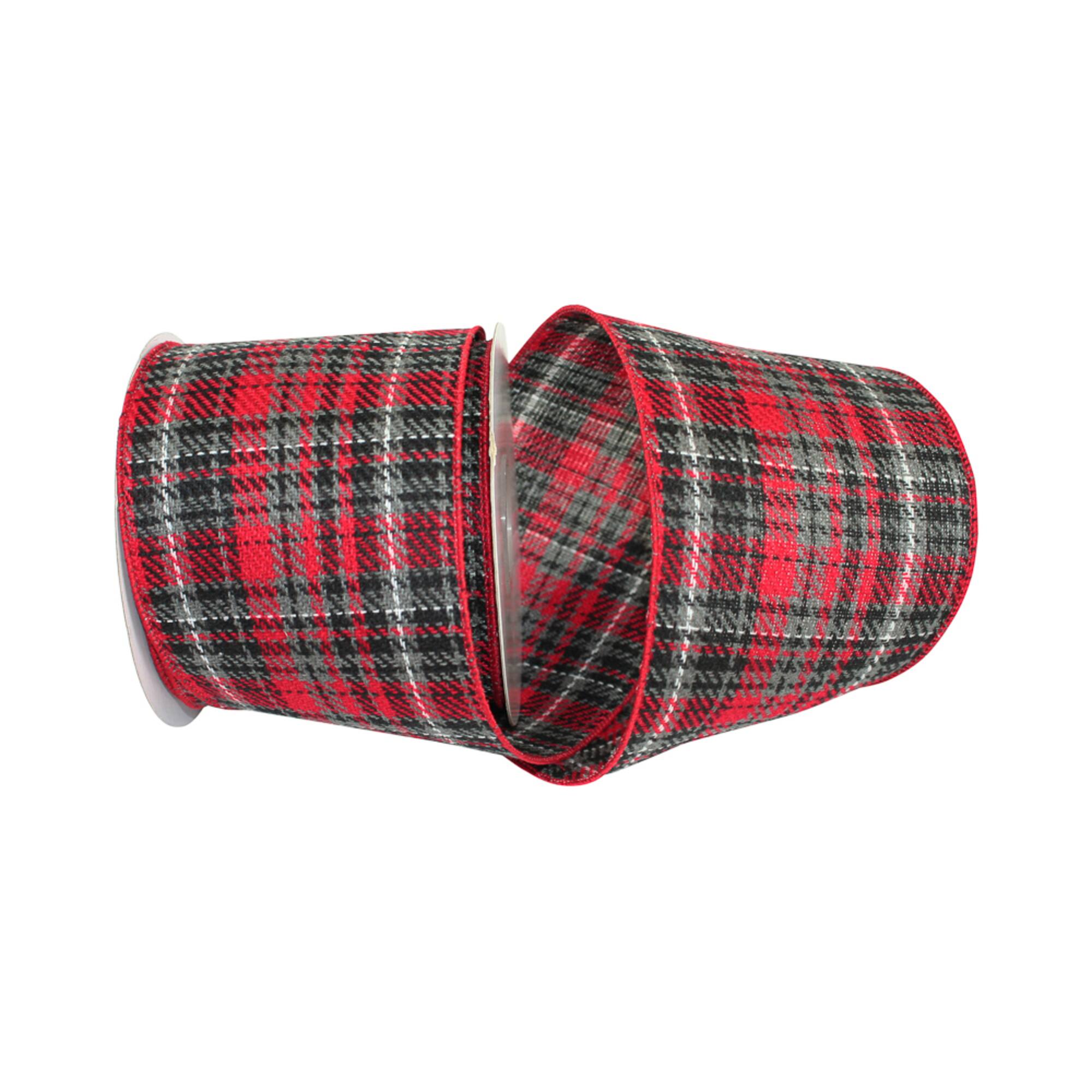JAM Paper 4" x 10yd. Heavy Twill Wired Plaid Ribbon